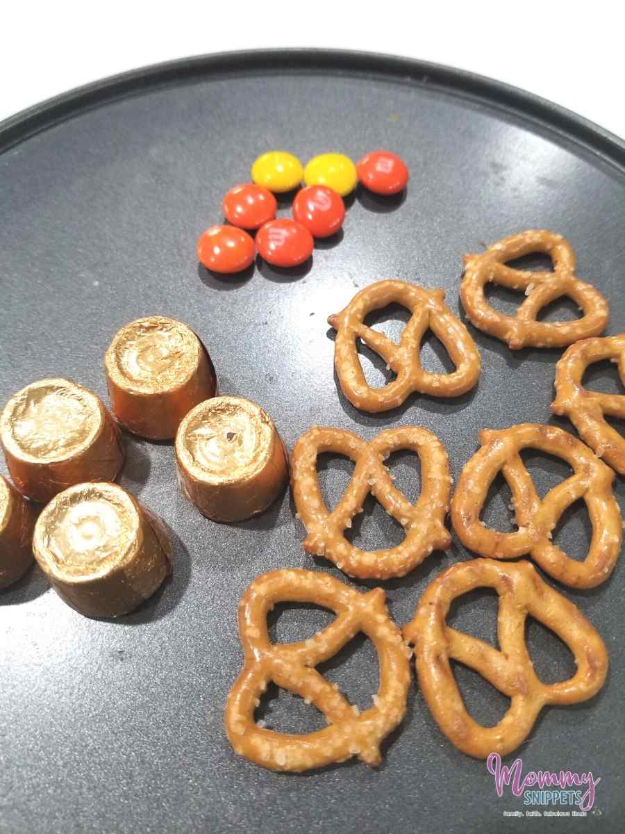 rolos, m&ms and pretzel twists