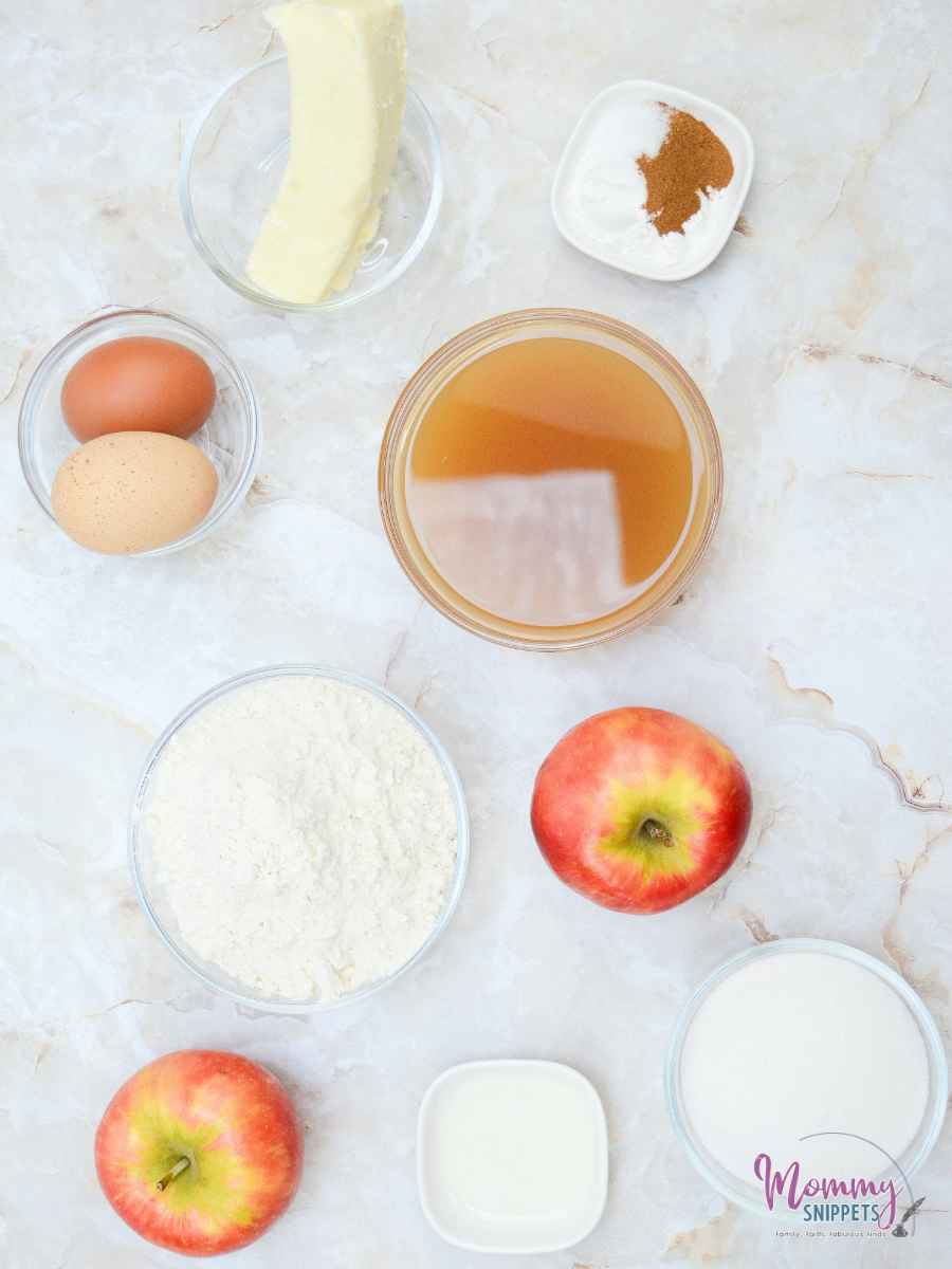 Ingredients to make apple cider cupcakes