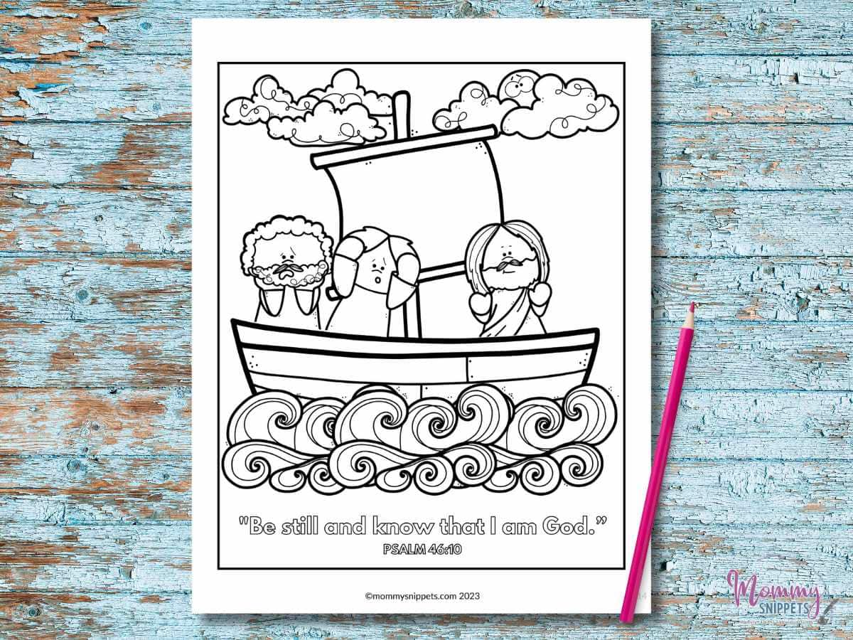 Psalm 46:10 Jesus Calms The Storm Coloring Page