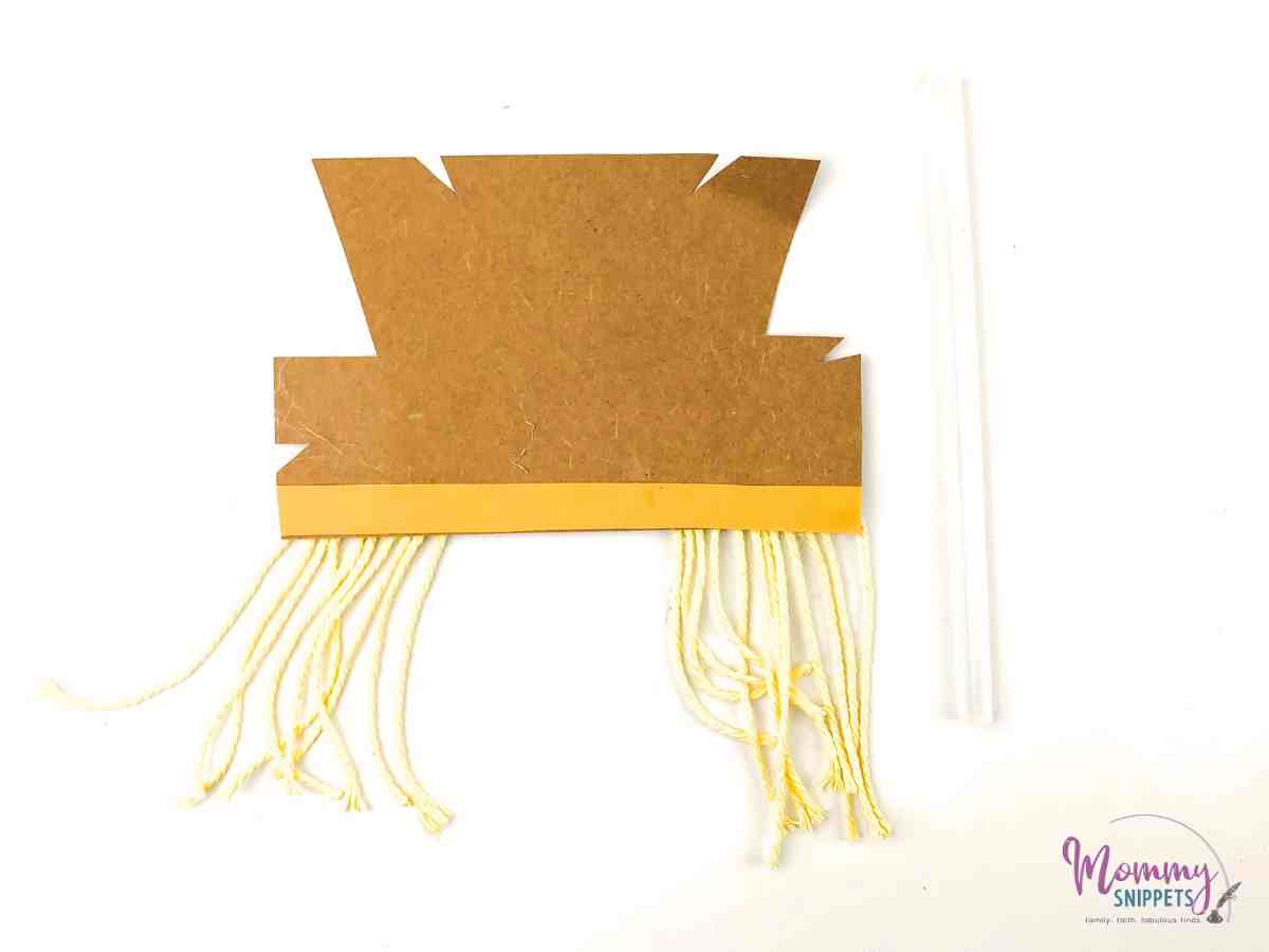 hair yarn for Scarecrow Popsicle Stick Fall Craft
