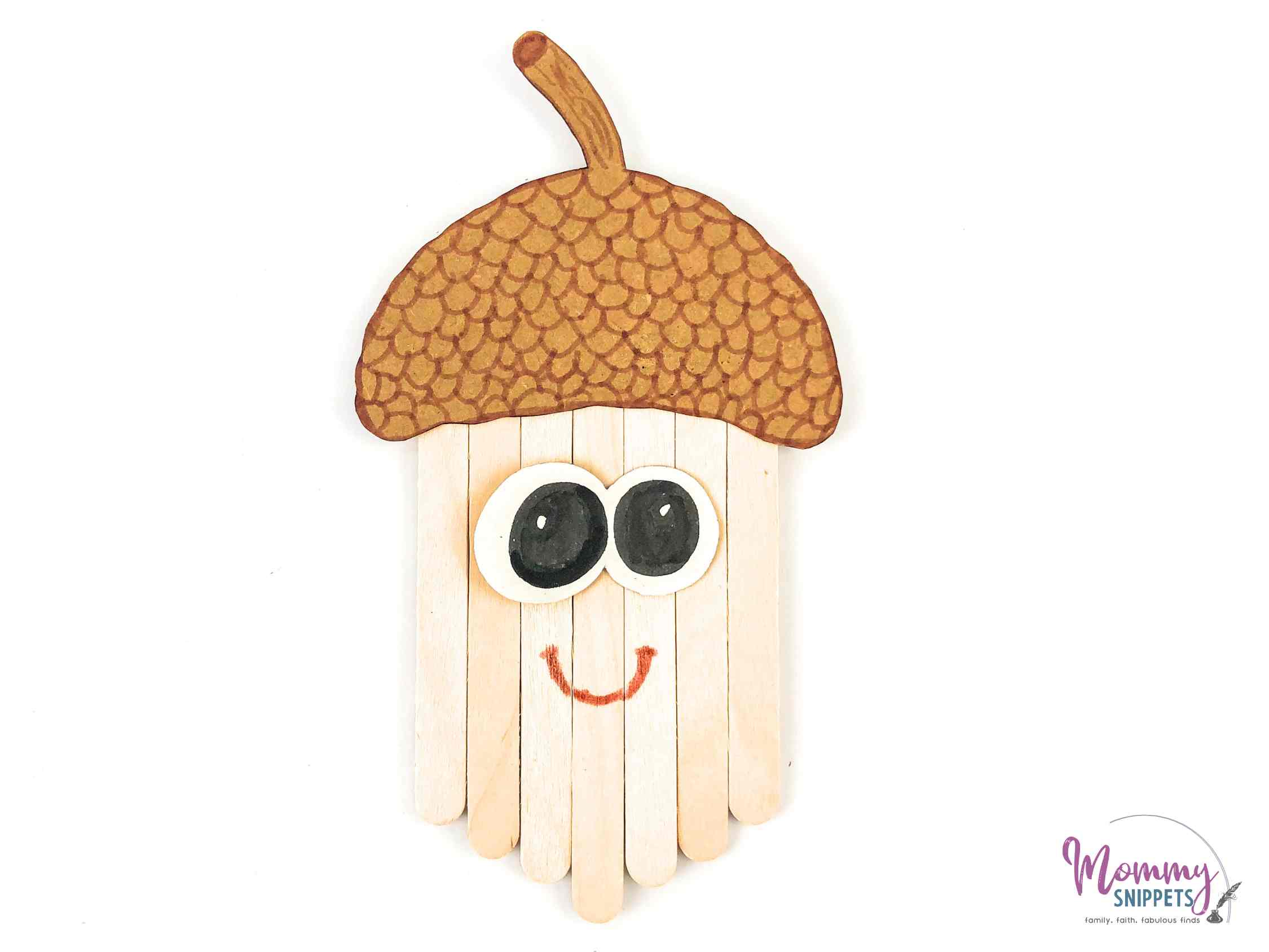 smiling The Thankful Acorn- A Popsicle Stick Thankful Thanksgiving Craft
