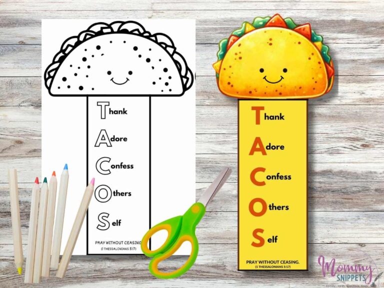 Teach Kids To Pray Using TACOS! (+ TACOS Prayer Bookmarks)