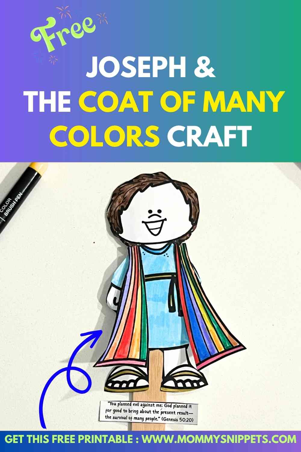 Introduce the story of Joseph with this free printable Joseph Coat of Many Colors Craft. Kids will enjoy coloring and assembling this simple yet sweet Bible craft.